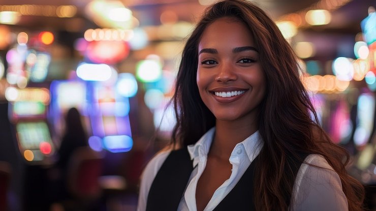 Meja European Roulette live casino dengan dealer dan roda permainan